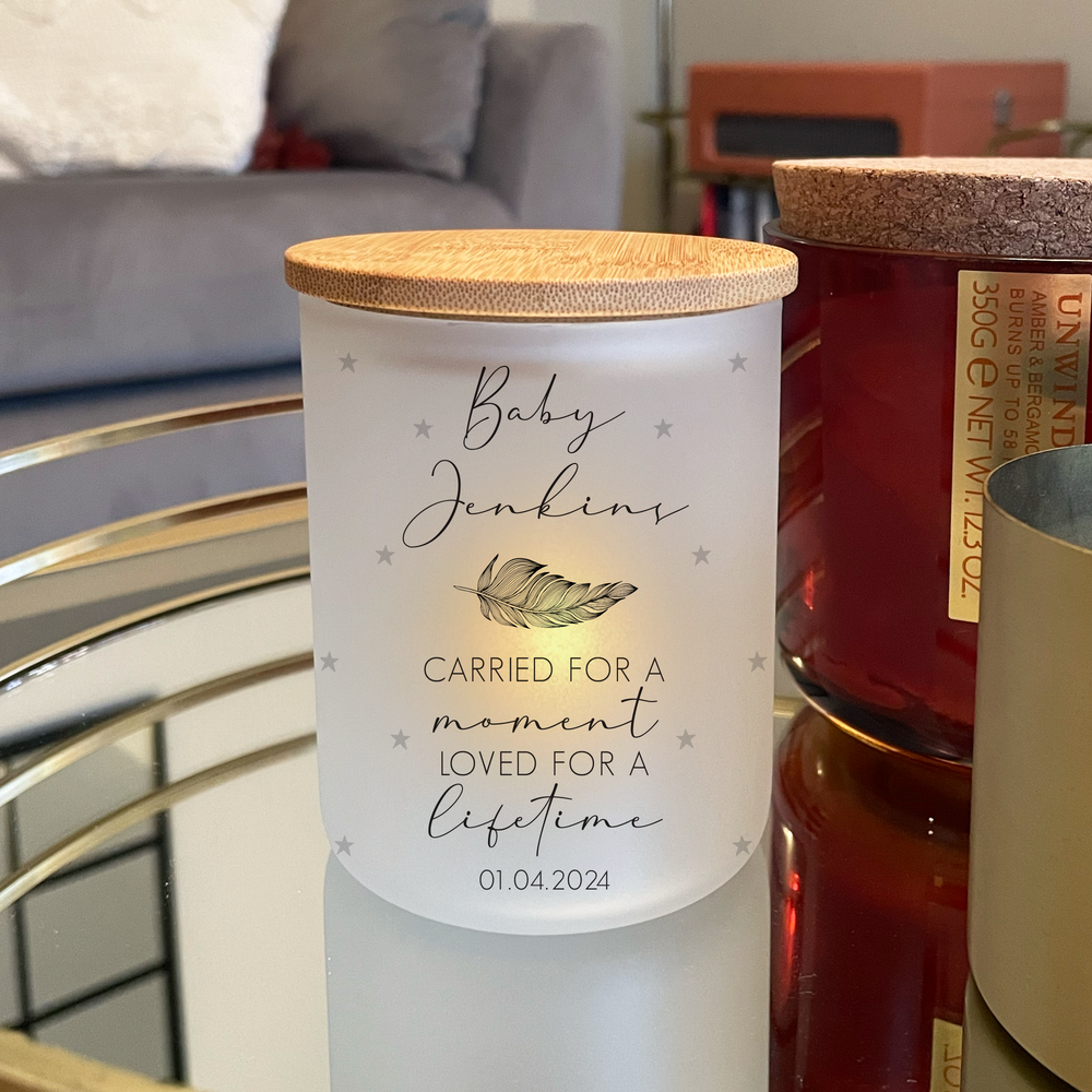 Personalised Baby Memorial Candle Jar & Tea Light