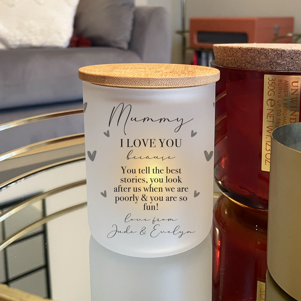 Personalised Reasons Why I Love You Candle Jar & Tea Light