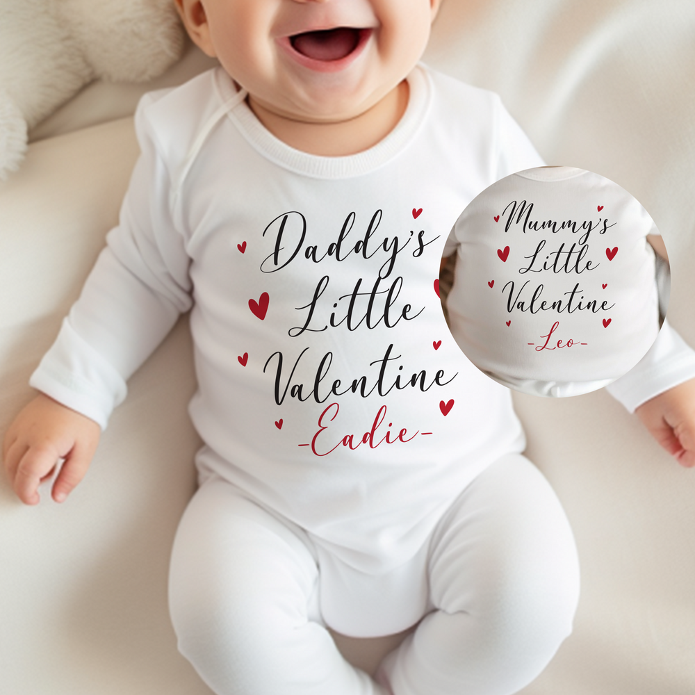 Personalised Mummy / Daddy's Little Valentine Baby Vest and Sleepsuit