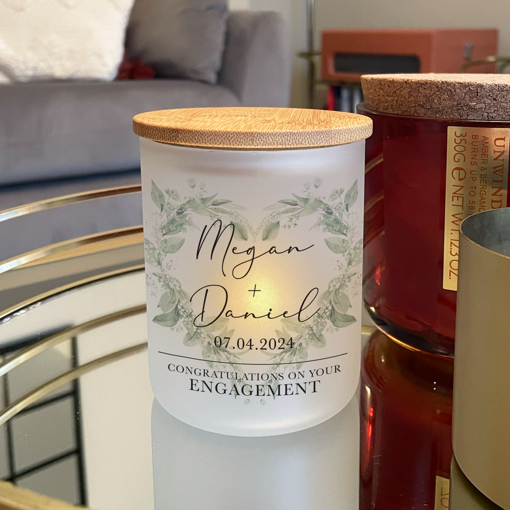 Personalised Engagement Candle Jar & Tea Light