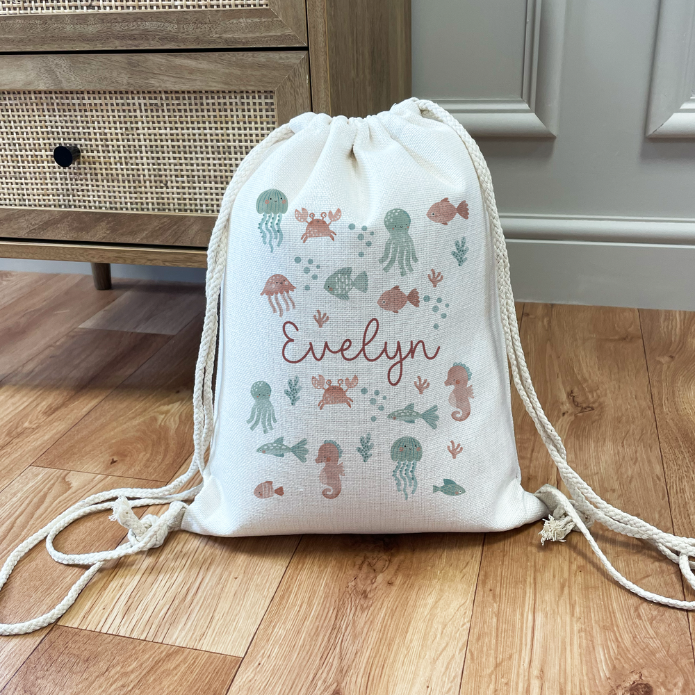 Personalised Under the Sea Drawstring Bag