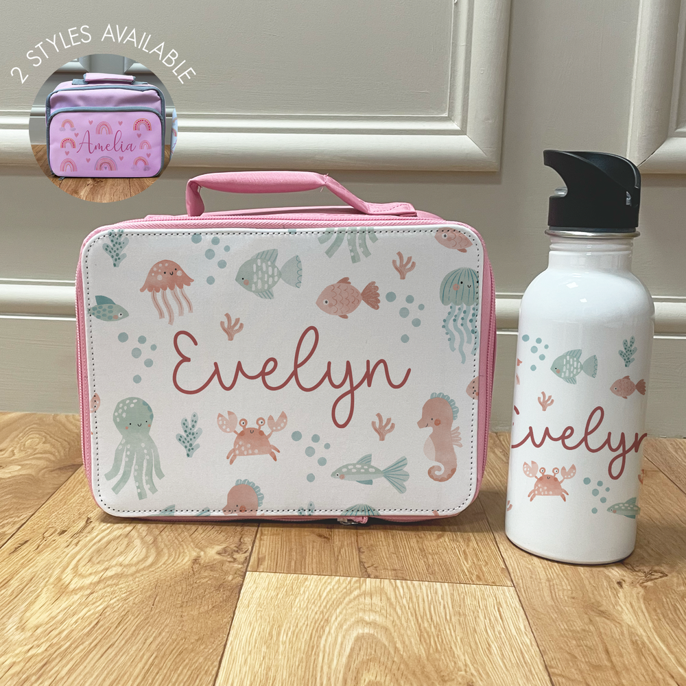 Personalised Ocean Lunch Bag & Bottle Set