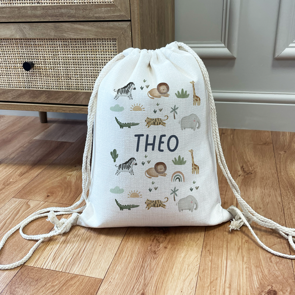 Personalised Boho Jungle Drawstring Bag