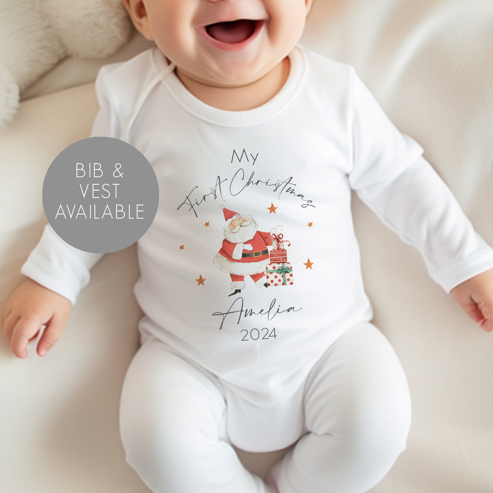 Personalised First Christmas Baby Vest & Sleepsuit