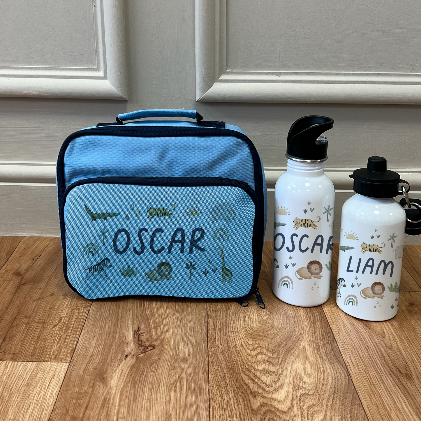 Personalised Boho Jungle Lunch Bag & Bottle Set