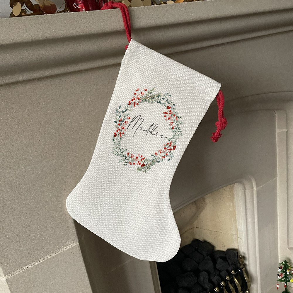 
                      
                        Personalised Wreath Christmas Stocking
                      
                    