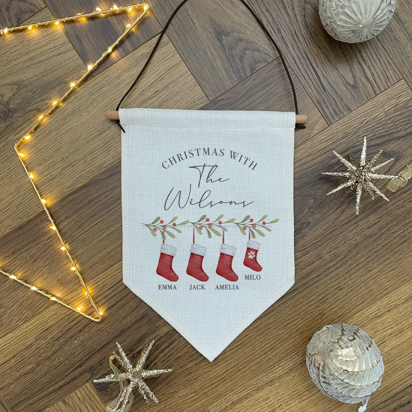 Personalised Christmas Family Stockings Flag