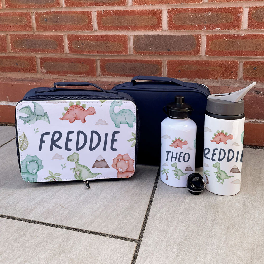 Personalised Dinosaur Lunch Bag & Bottle Set