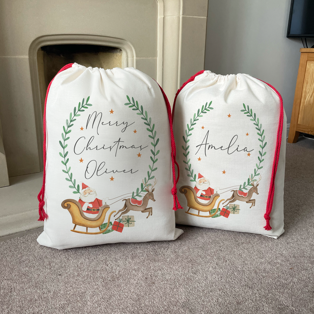 Personalised Santa's Sleigh Christmas Sack