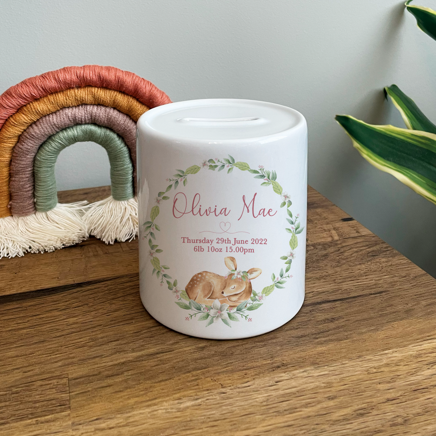 Personalised Baby Deer Money Box