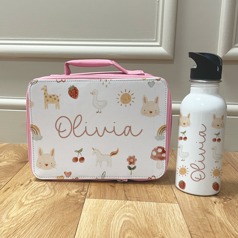
                      
                        Personalised Girly Animal Lunch Box & Bottle Set
                      
                    