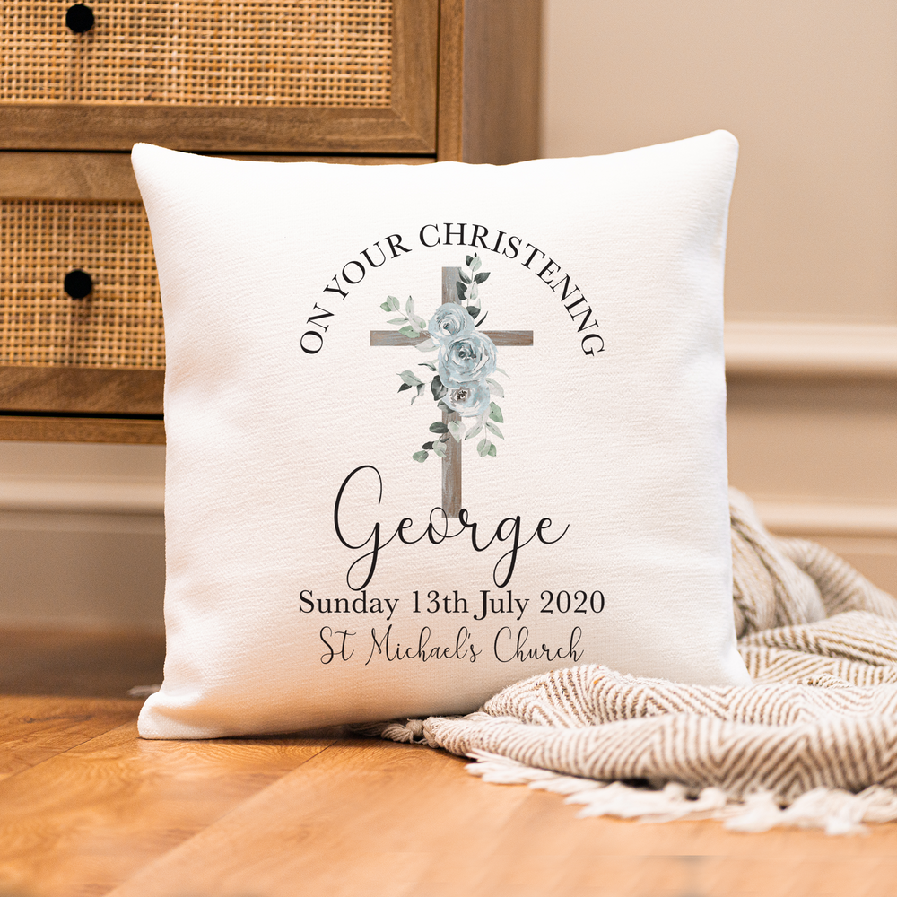 
                  
                    Personalised Christening & Baptism Cross Cushion
                  
                