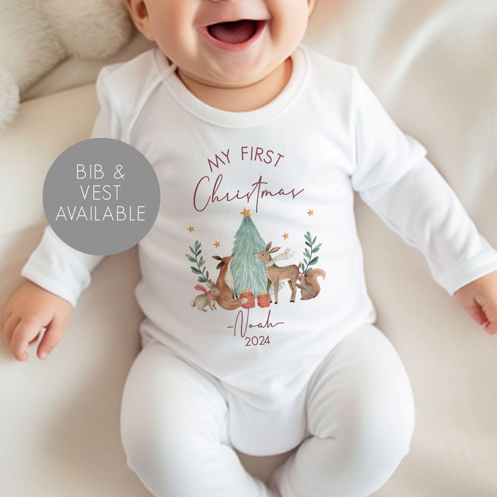 Personalised First Christmas Baby Vest & Sleepsuit