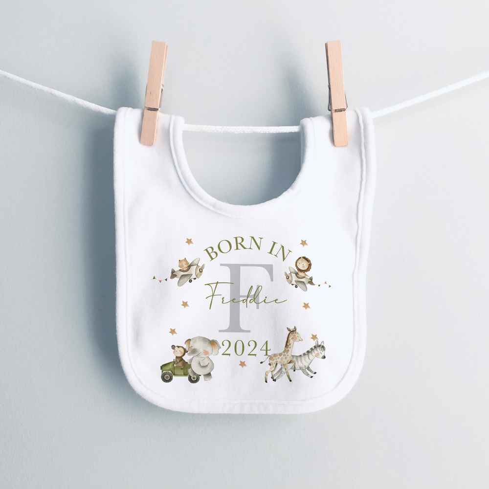 
                      
                        Personalised Born in *Year* Safari Baby Vest & Sleep Suit
                      
                    