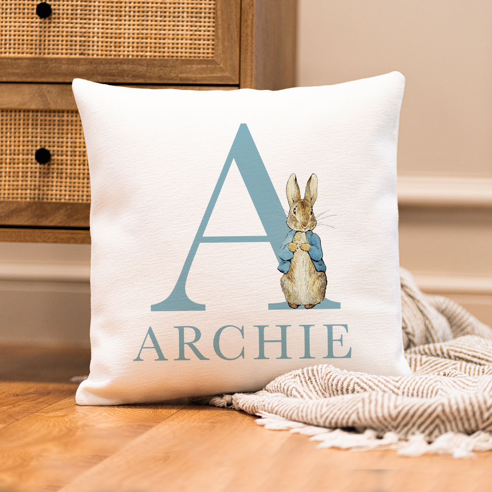 
                      
                        Personalised Peter Rabbit New Baby Cushion
                      
                    