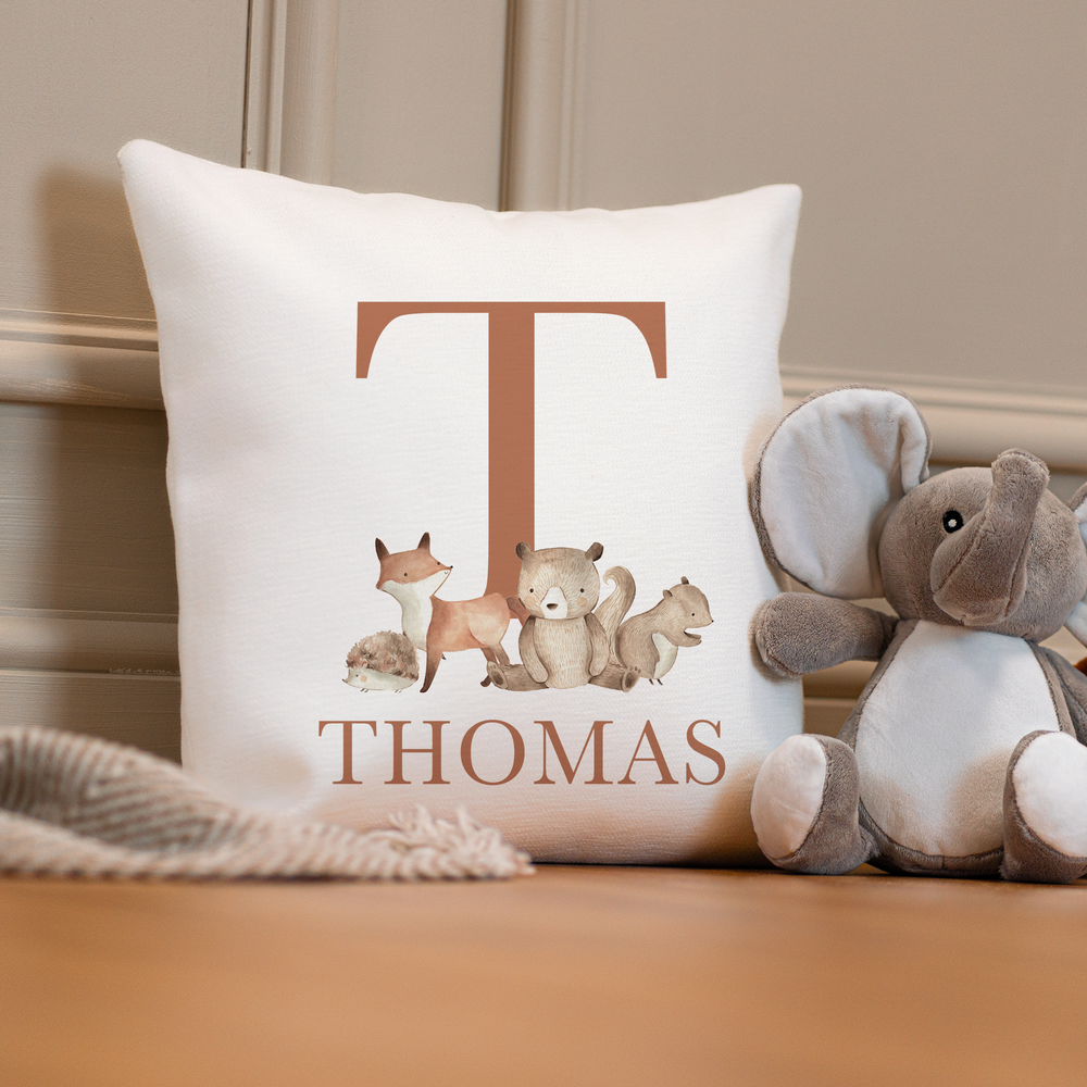 Personalised Woodland Initial Cushion