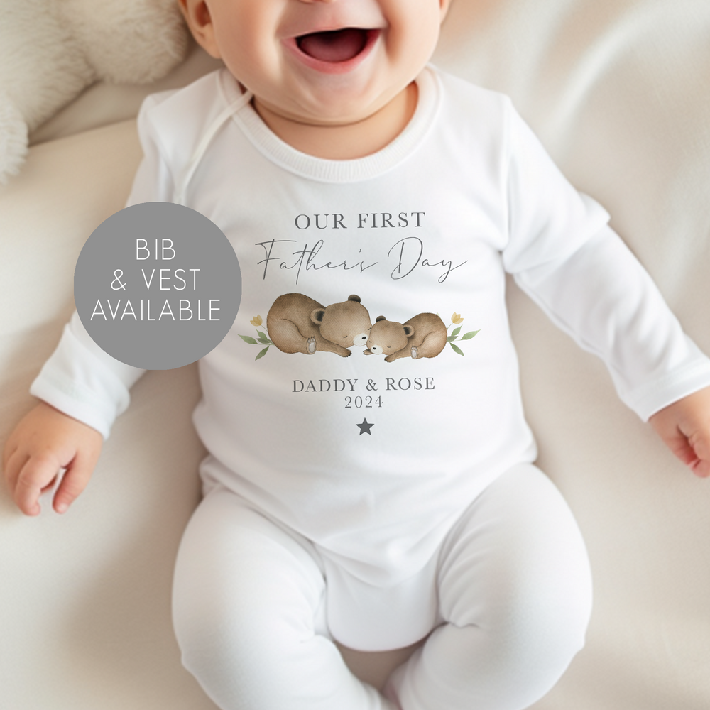 
                      
                        Personalised First Father's Day Bear Baby Vest and Sleepsuit
                      
                    