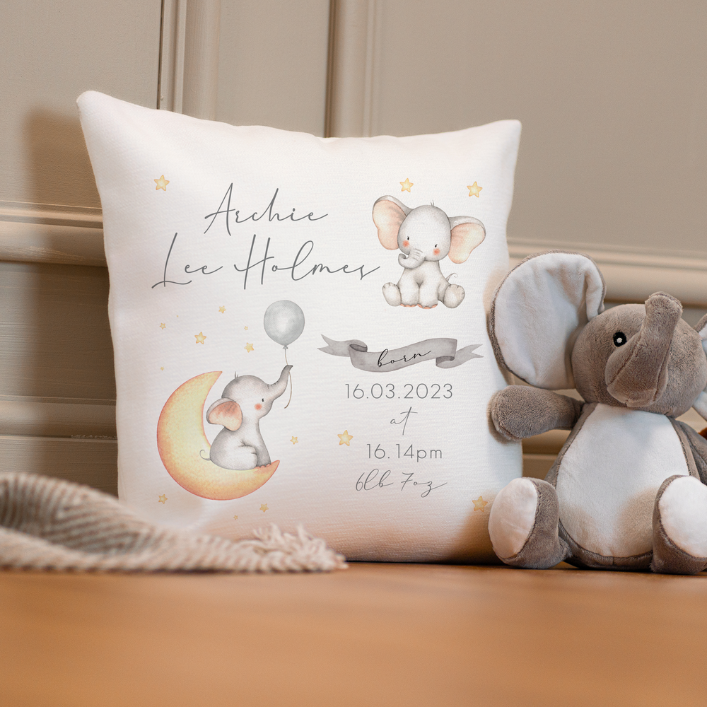 
                      
                        Personalised Baby Elephant Cushion
                      
                    