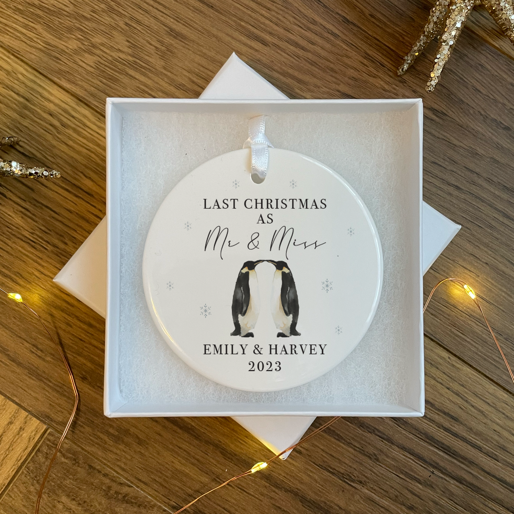 Personalised Last Christmas as Mr & Miss Bauble