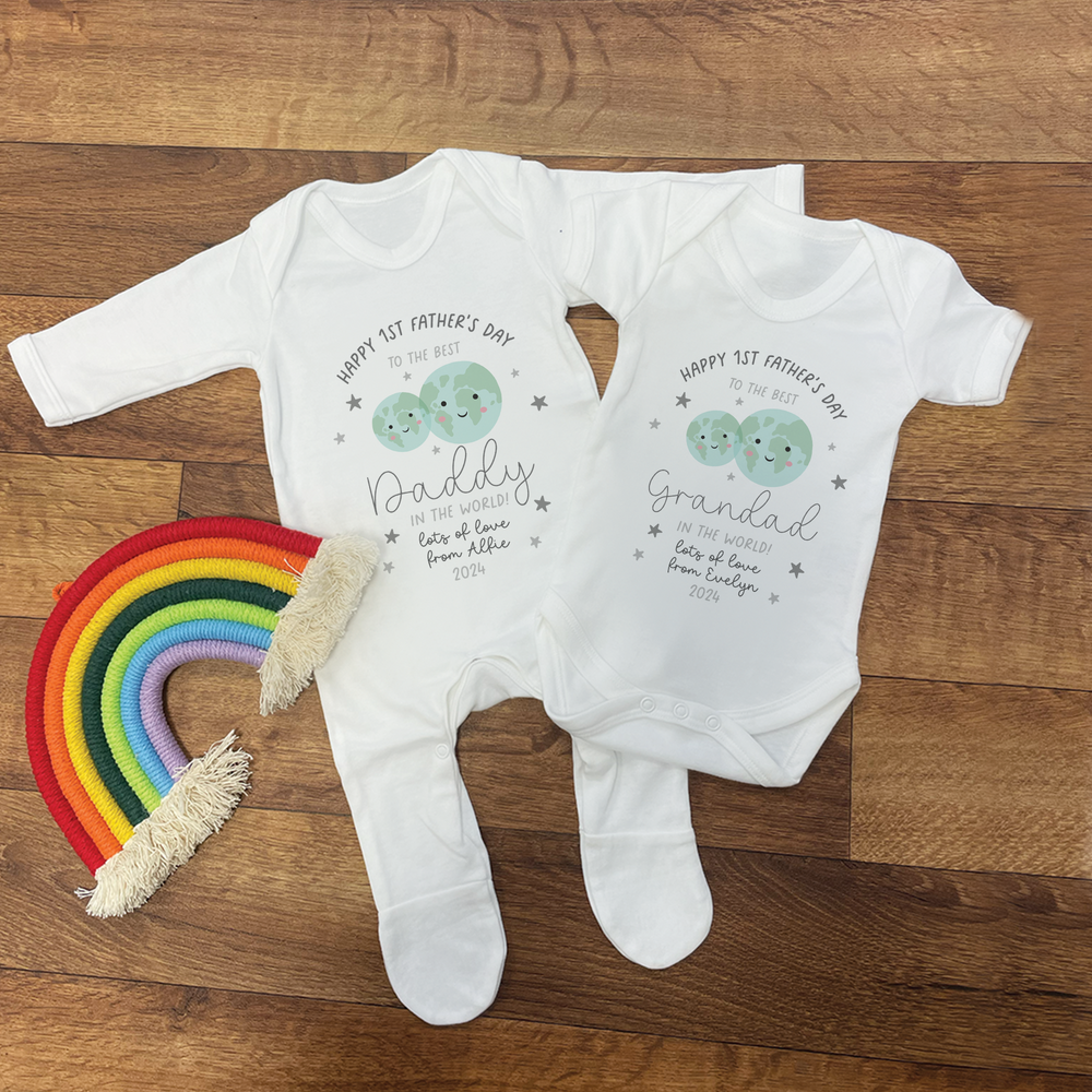 
                      
                        Personalised First Father's Day World Vest and Sleepsuit
                      
                    