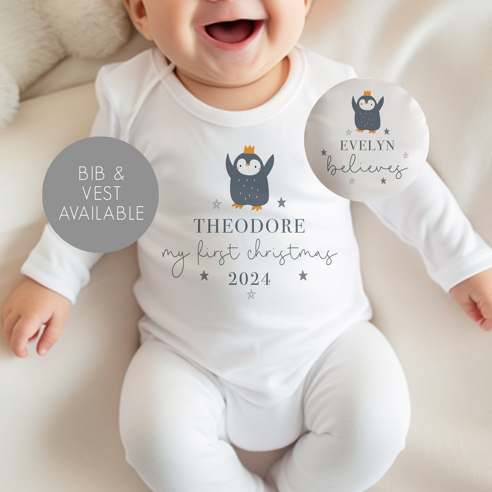 
                      
                        Personalised First Christmas Penguin Baby Vest & Sleepsuit
                      
                    