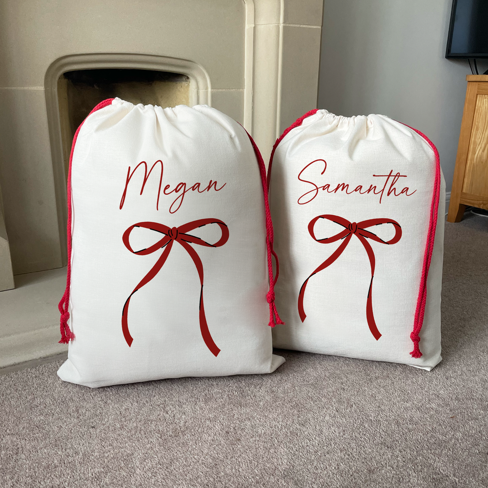 Personalised Bow Christmas Sack