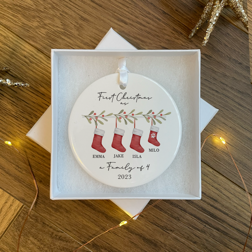 
                      
                        Personalised First Christmas as a Family Bauble
                      
                    