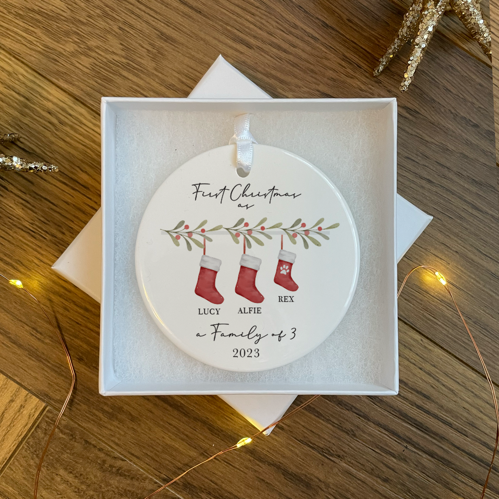 
                      
                        Personalised First Christmas as a Family Bauble
                      
                    