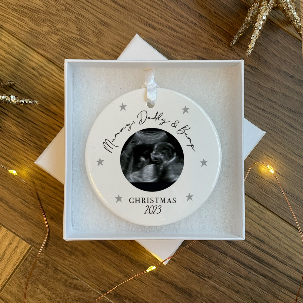 Personalised Bump's First Christmas Bauble