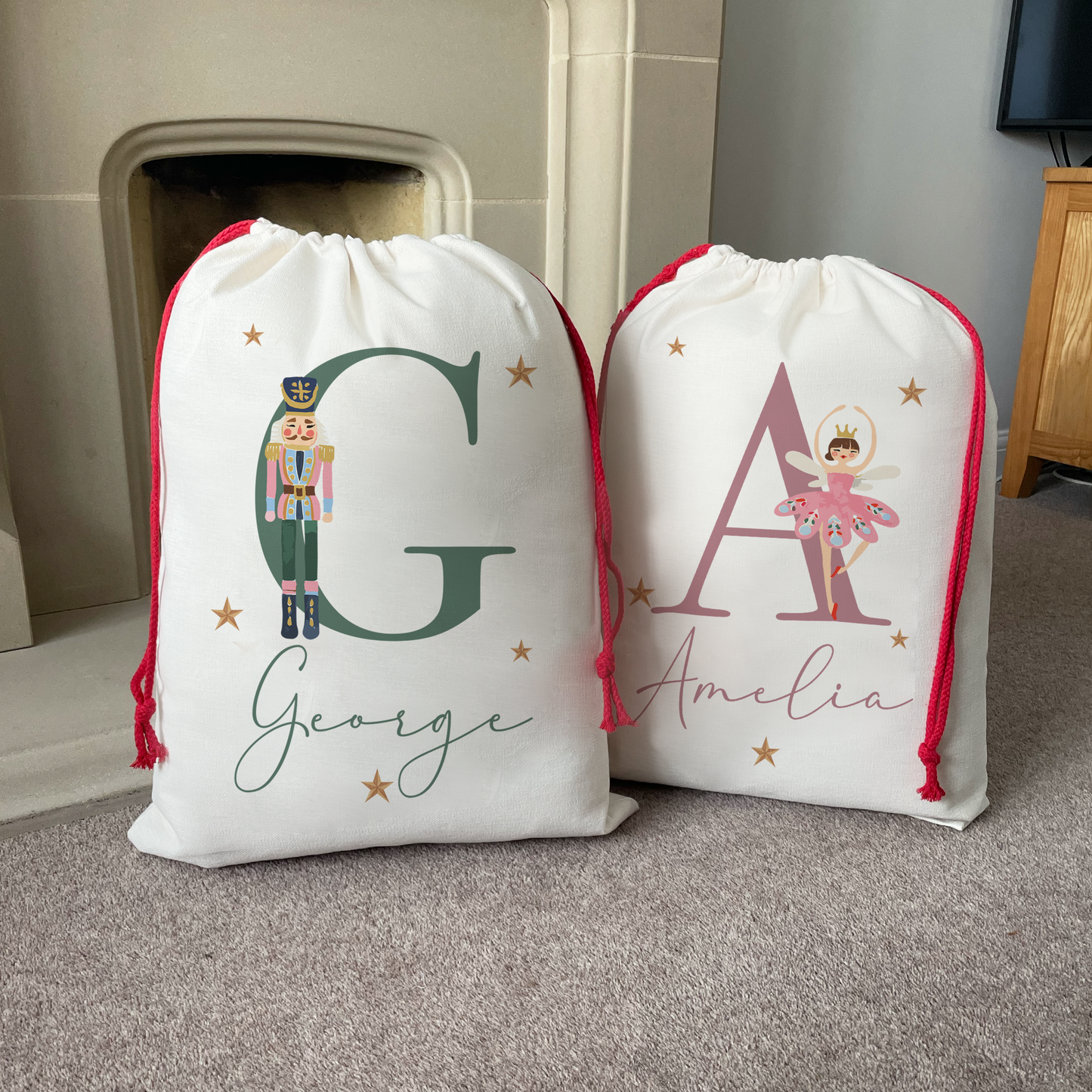 Personalised Nutcracker & Ballerina Christmas Sacks