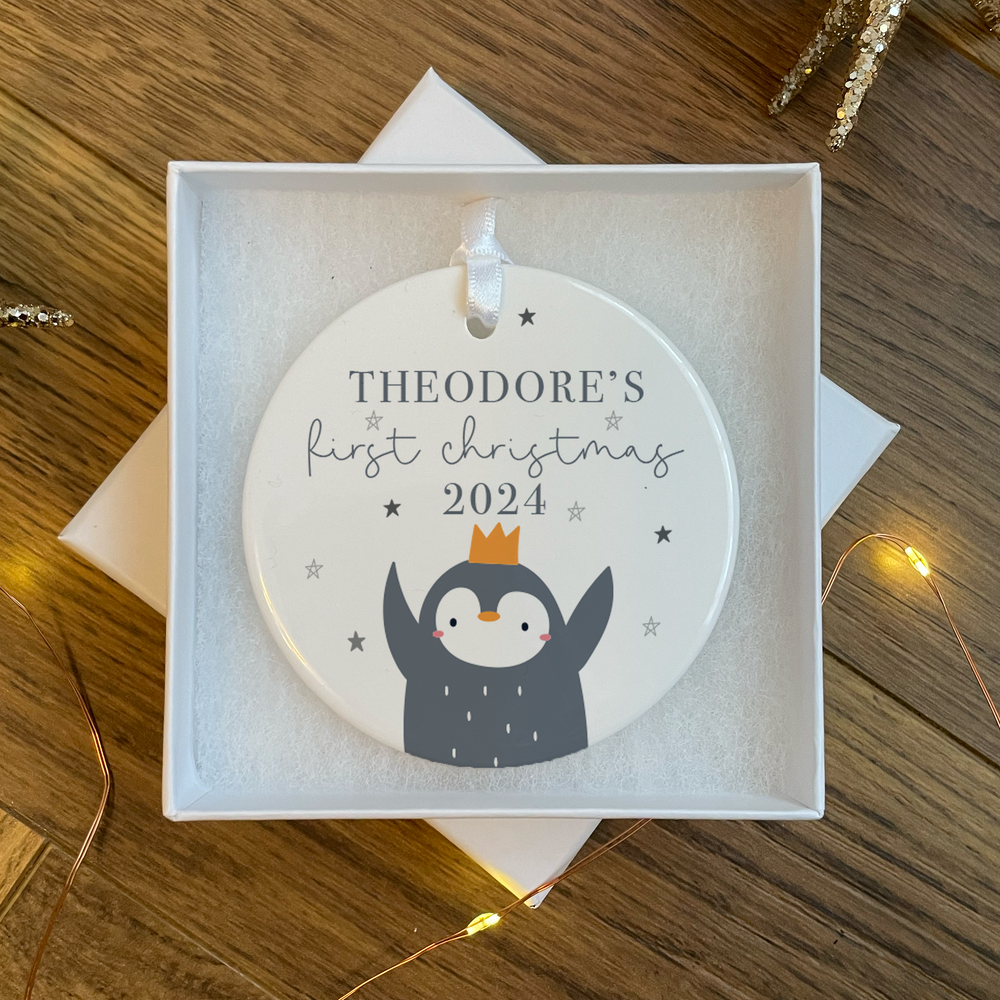 
                      
                        Personalised First Christmas Penguin Bauble
                      
                    