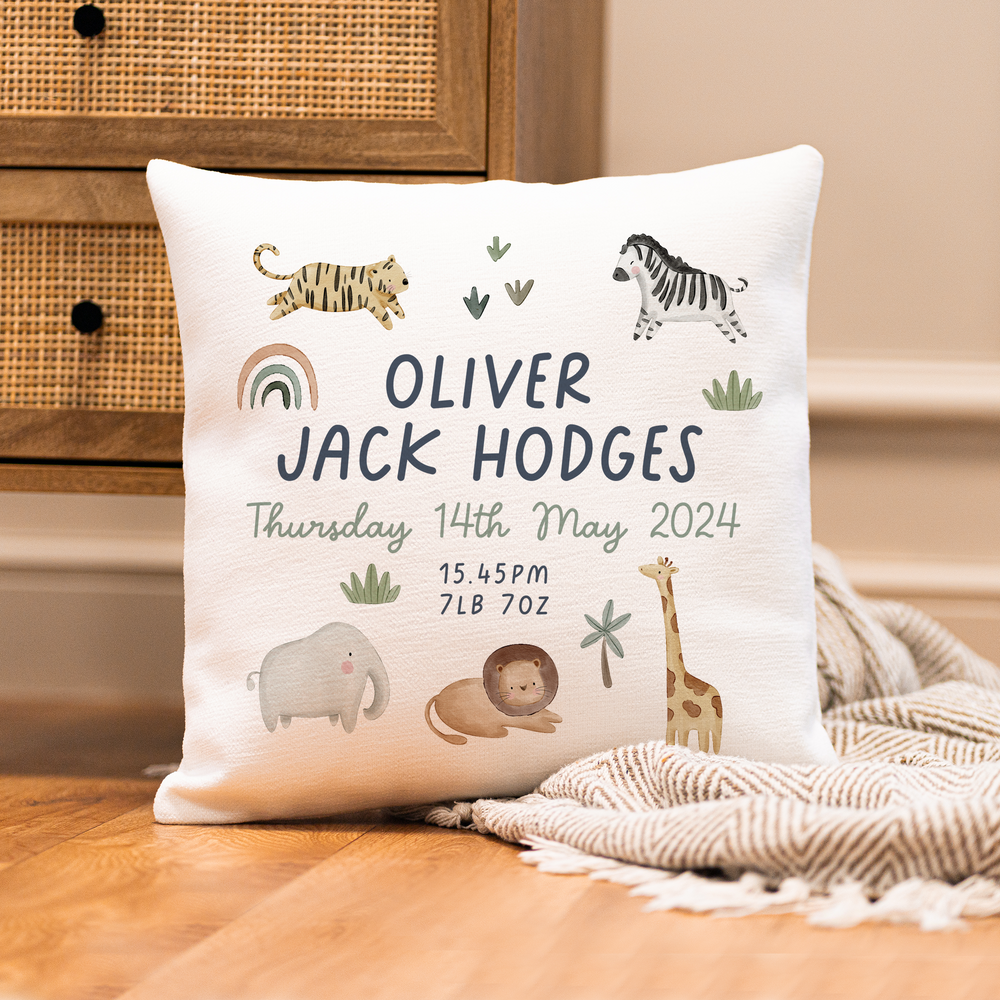 Personalised Jungle Baby Cushion