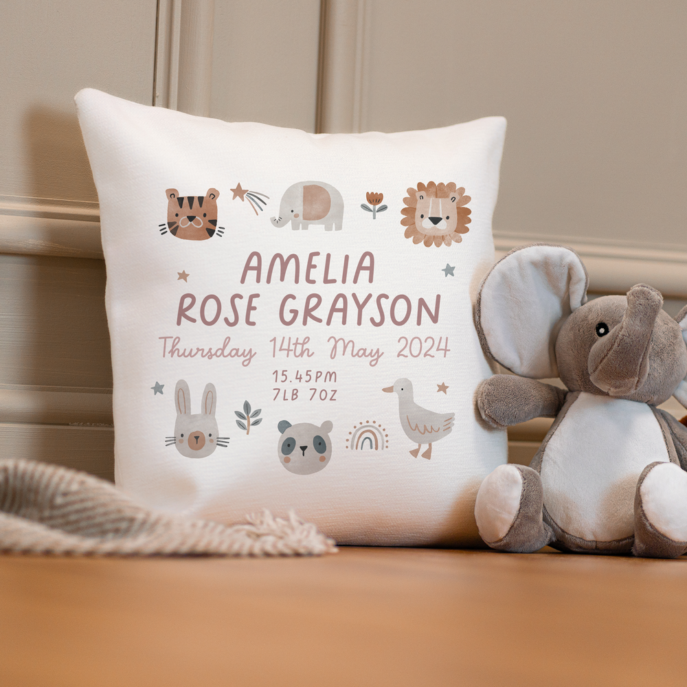 
                      
                        Personalised Pink Jungle Cushion
                      
                    