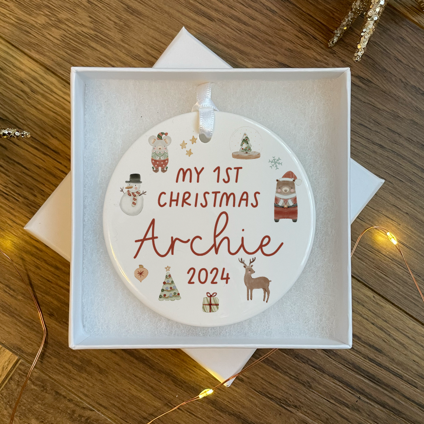 Personalised First Christmas Boho Bauble