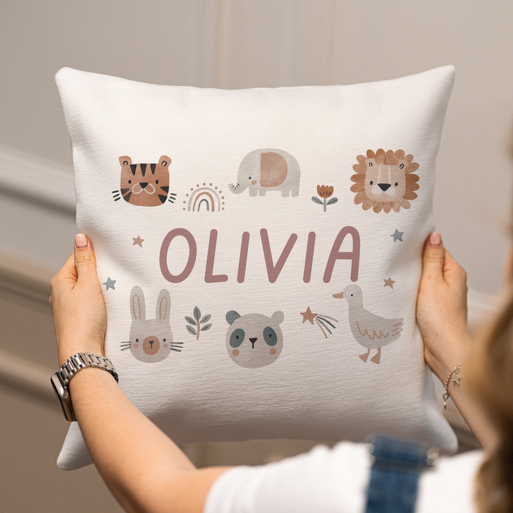 Personalised Pink Jungle Cushion