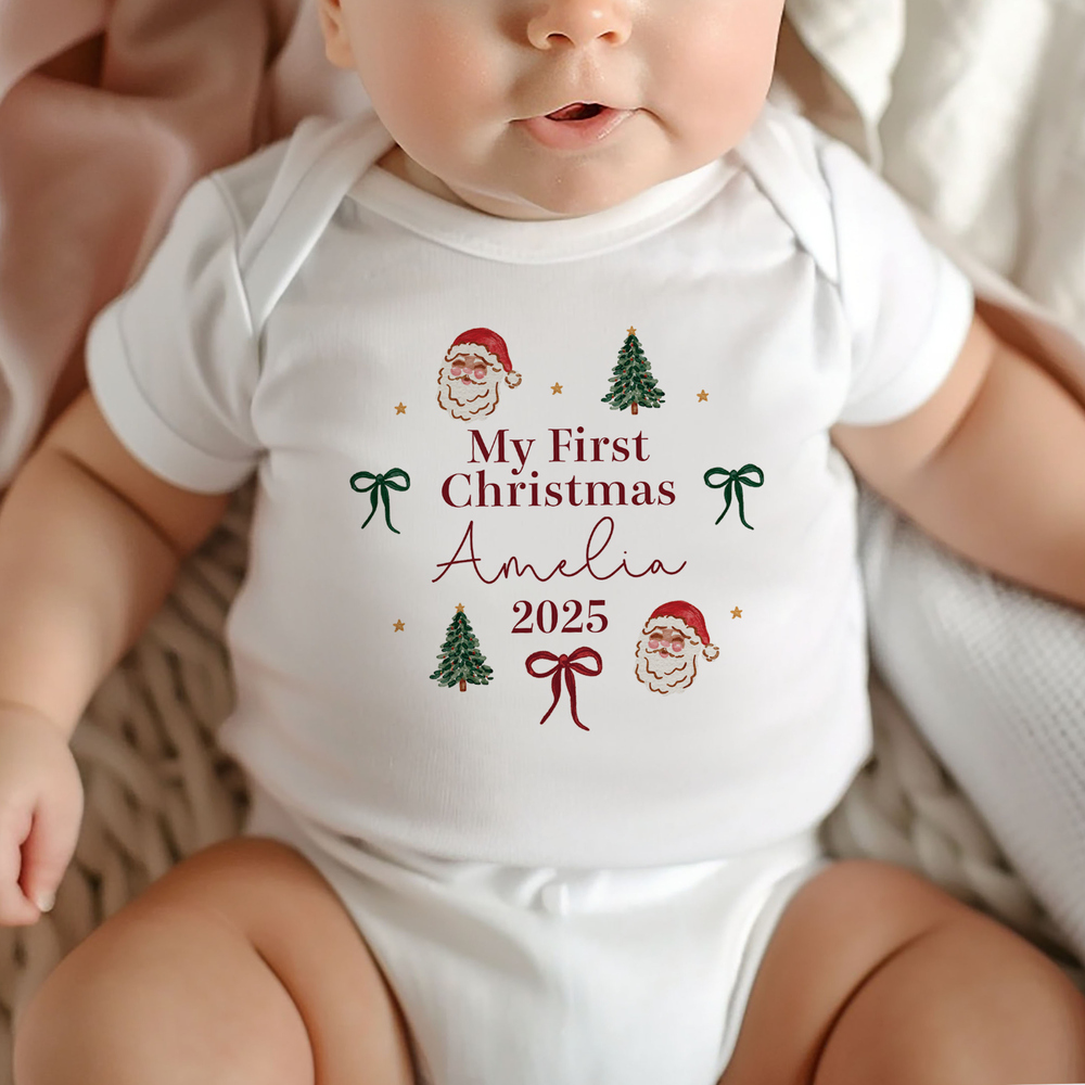 Personalised First Christmas Baby Vest & Sleepsuit