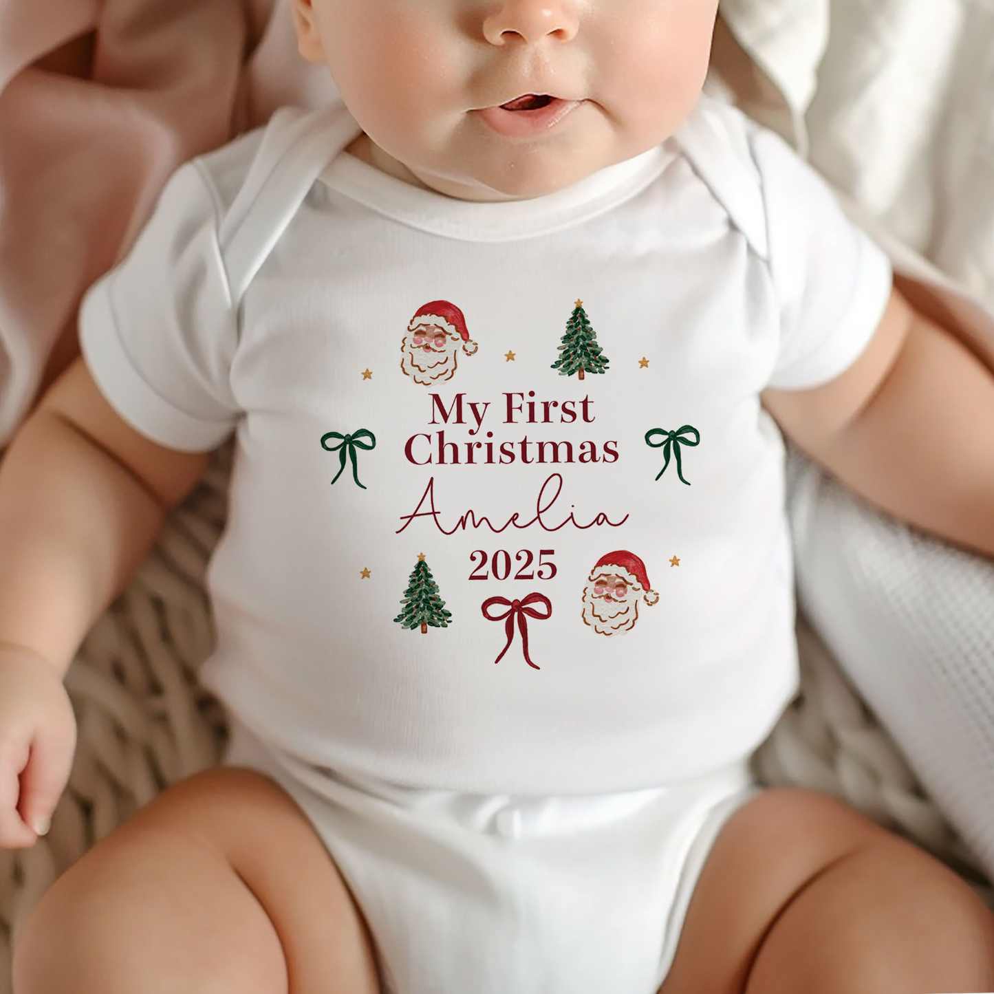 Personalised First Christmas Baby Vest & Sleepsuit