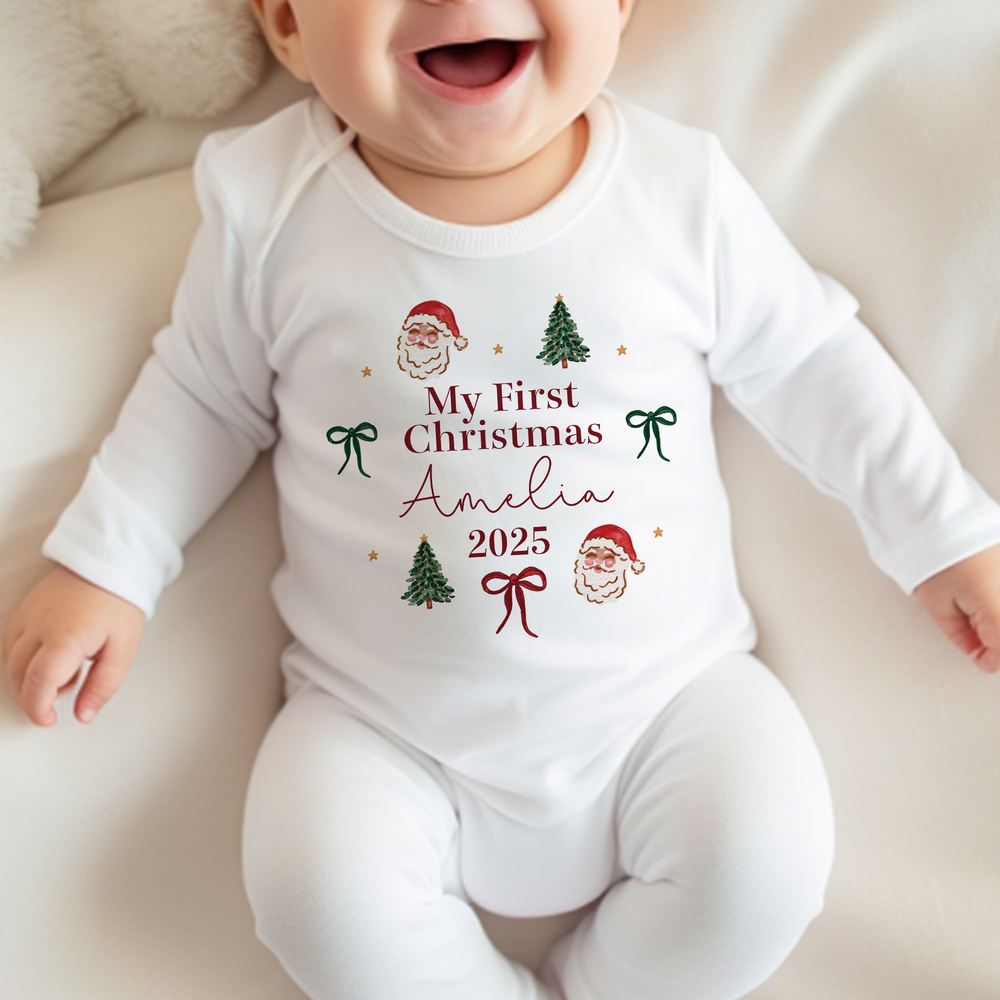 Personalised First Christmas Baby Vest & Sleepsuit