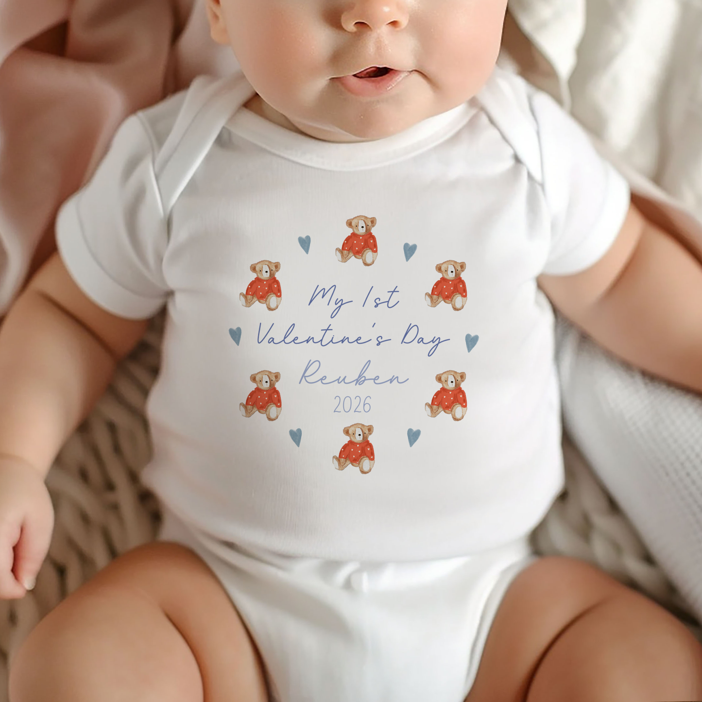 Personalised First Valentine's Day Baby Vest and Sleepsuit