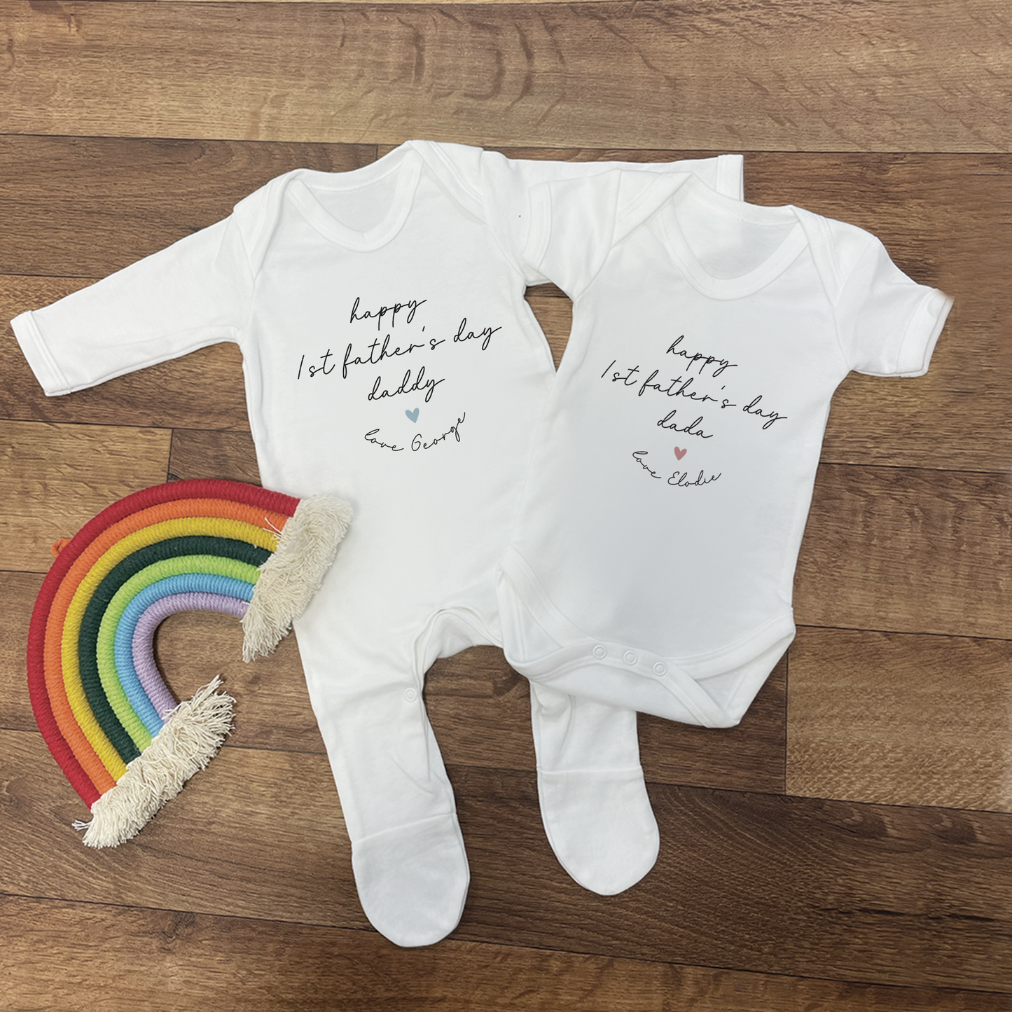 Personalised First Father's Day Minimal Vest and Sleepsuit