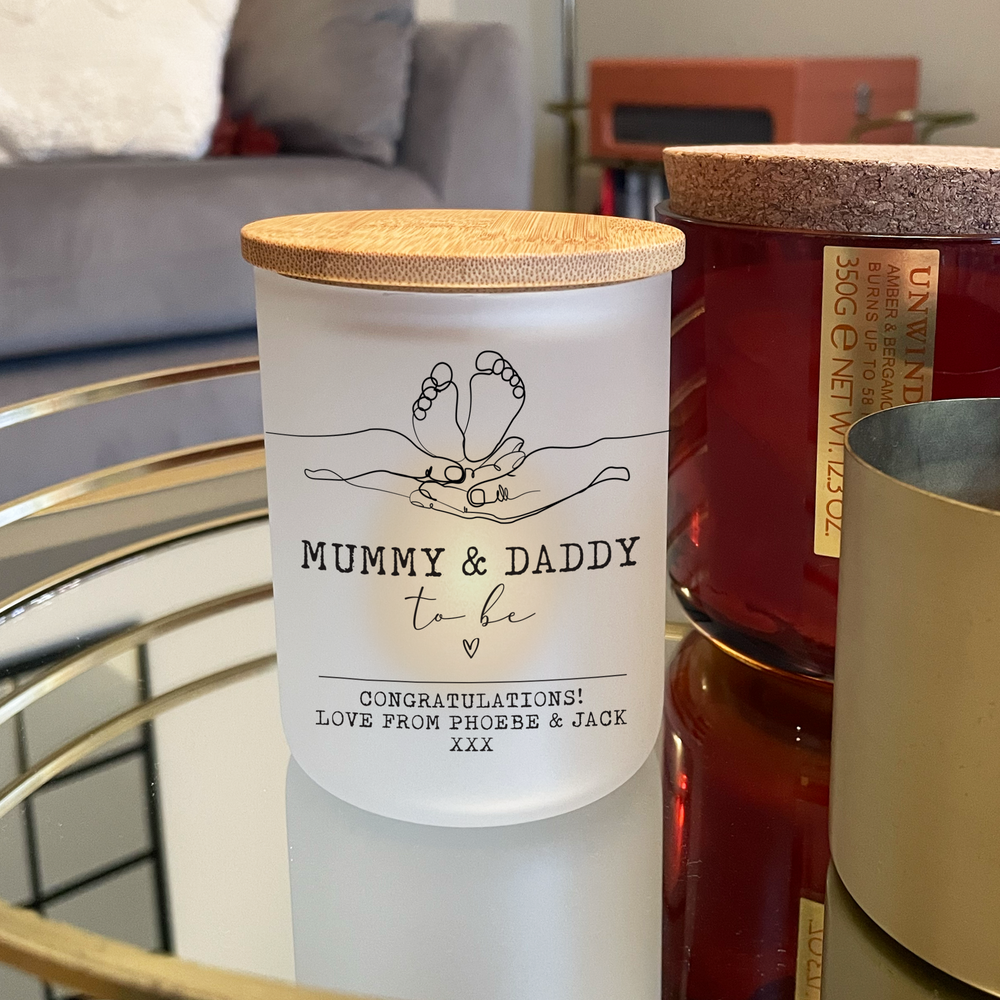 Personalised Pregnancy Candle Jar & Tea Light