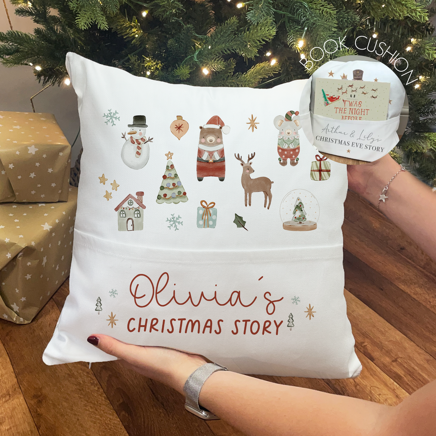 Personalised Christmas Story Book Cushion