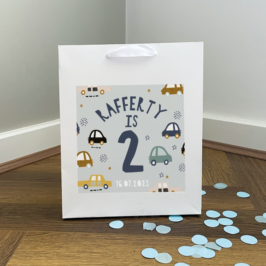 Personalised Cars Birthday Gift Bag