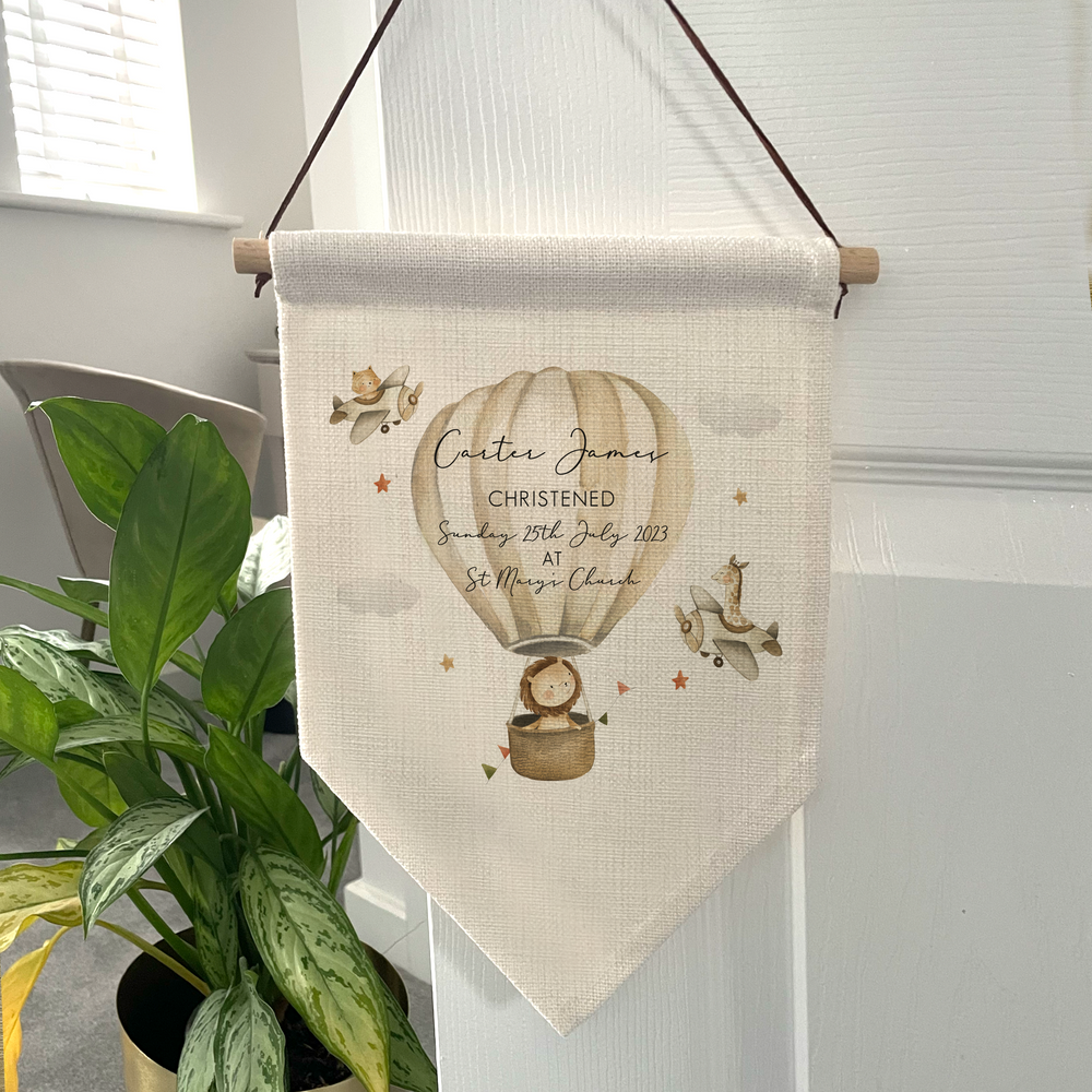 Personalised Safari Christening / Baptism Flag