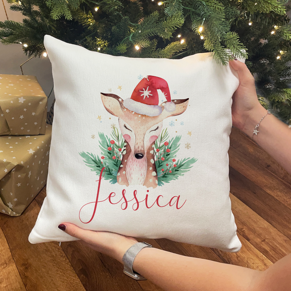 Personalised Reindeer Christmas Cushion