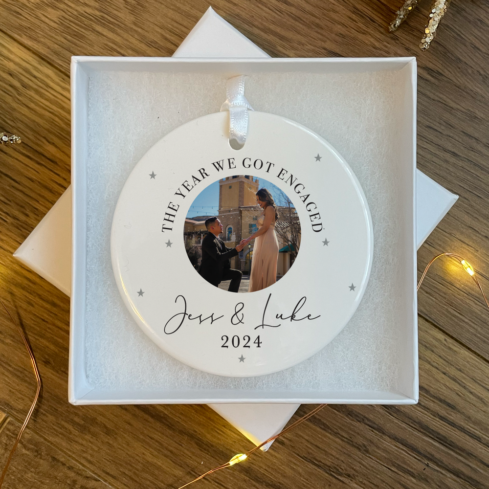 Personalised First Christmas Engaged Bauble