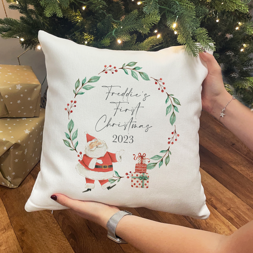 Personalised First Christmas Cushion