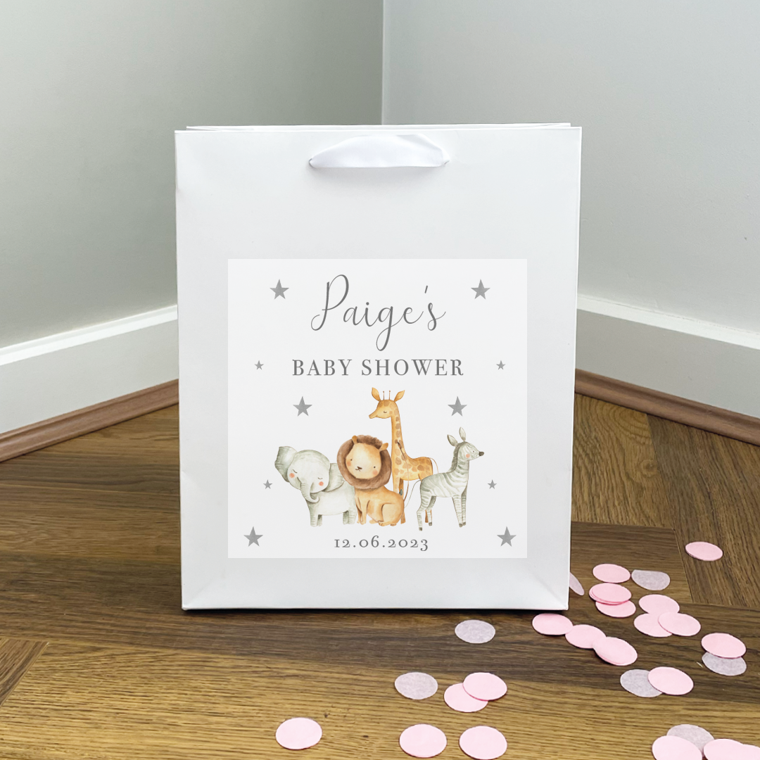 
                  
                    Personalised Jungle Baby Shower Gift Bags
                  
                