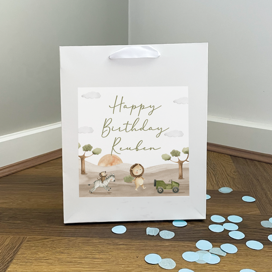 Personalised Safari Birthday Gift Bag