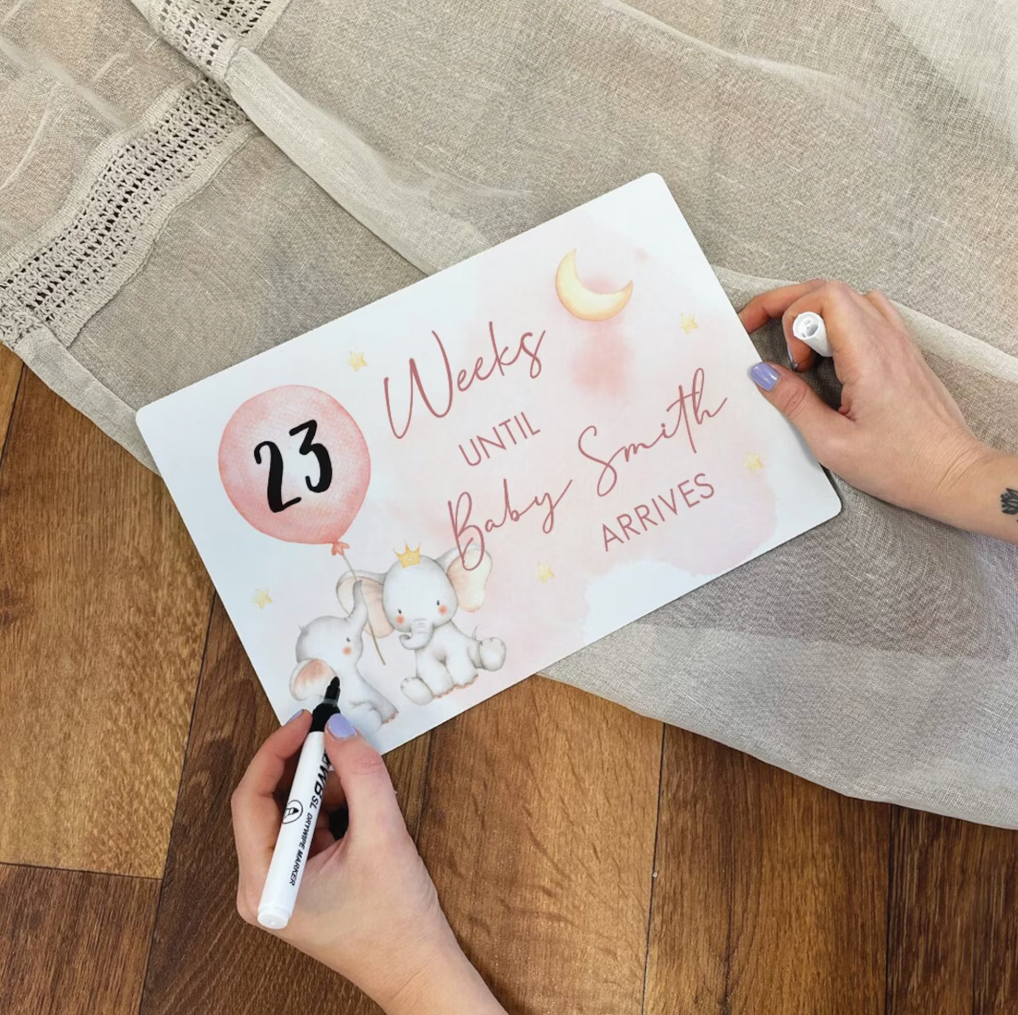 Personalised Pregnancy Elephant Countdown Sign